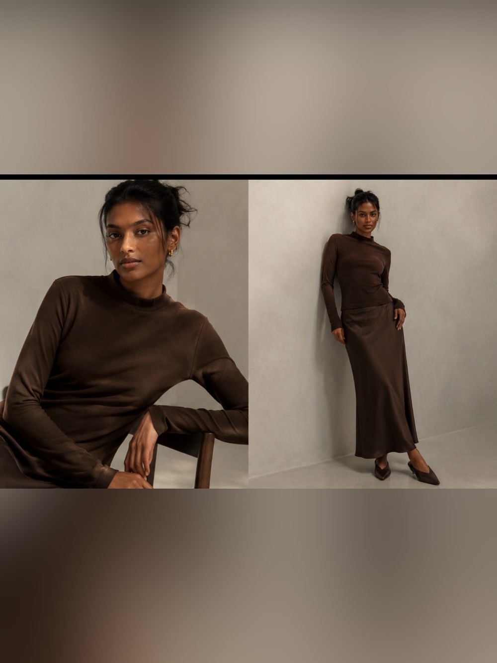 OGL Brown Long Sleeve Maxi Dress